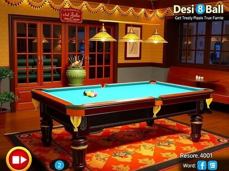 Diwali themed pool table with rangoli patterns Desi 8 Ball King festive pool table